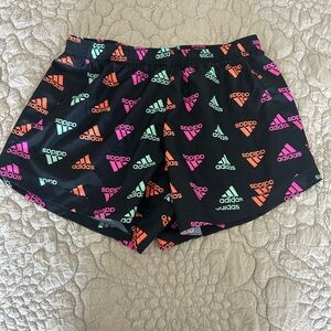 Adidas Women's Black Shorts with Multicolor Logo